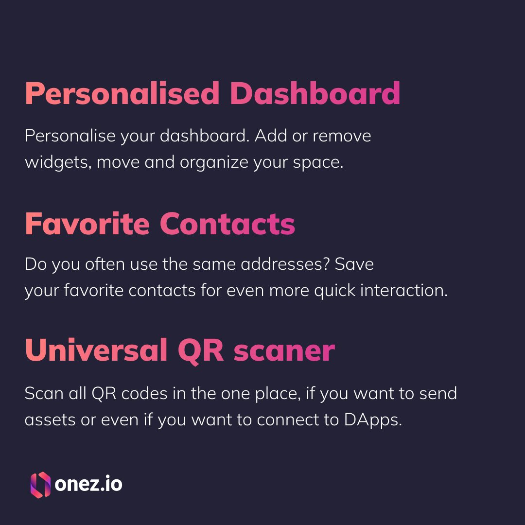 onez_io's tweet photo. Ongoing updates of Onez White Label Wallet. We are updating existing functional and developing new features. In the october update we introduce:
📱Personalised Dashboard.
⭐️ Favorite Contacts.
🤖 Universal QR scaner.
#cryptowallet #whitelabelwallet #cryptomarket #eth #BTC https://t.co/nMX3PvBrxs