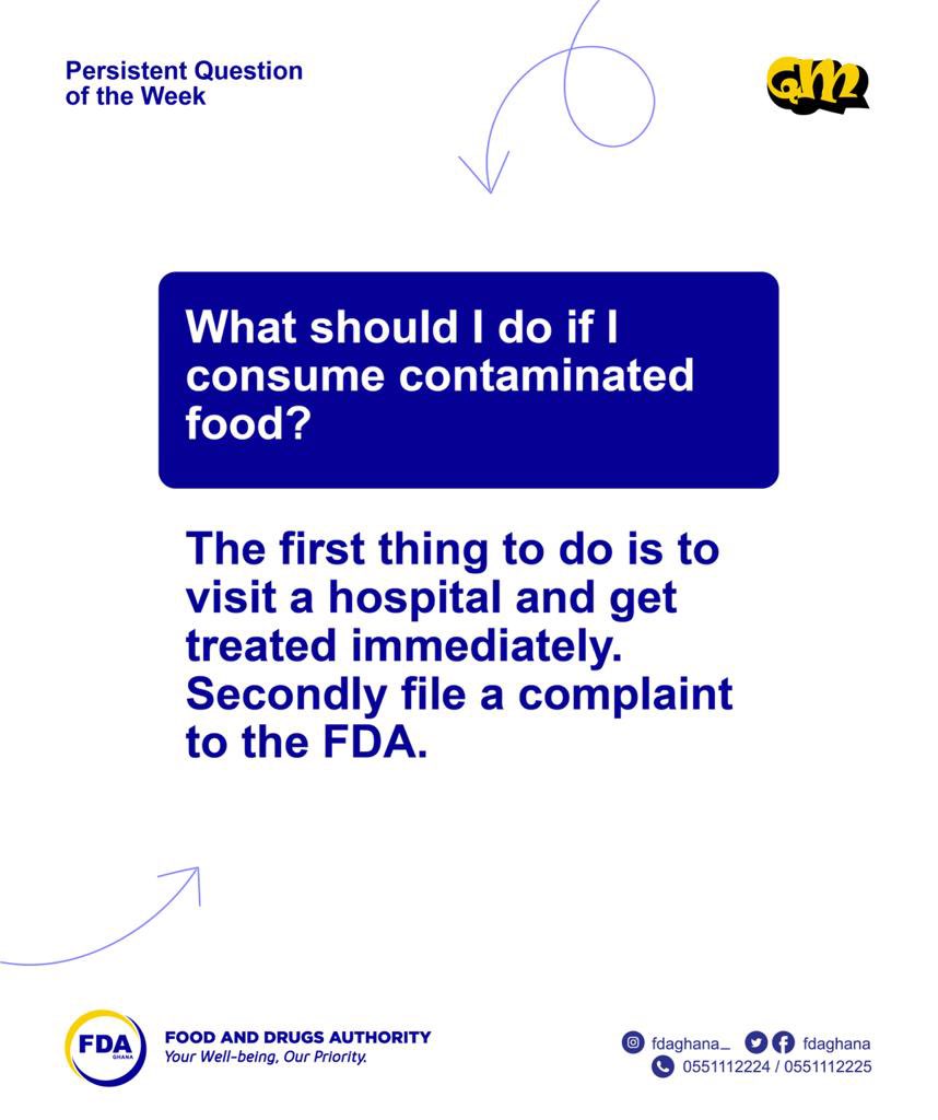 There are quite a lot of factors that can contribute to food poisoning. If you happen to consume a contaminated food, here’s a safety tip. #FDAGhana #FDAthisfestiveseason #winningpublicconfidence