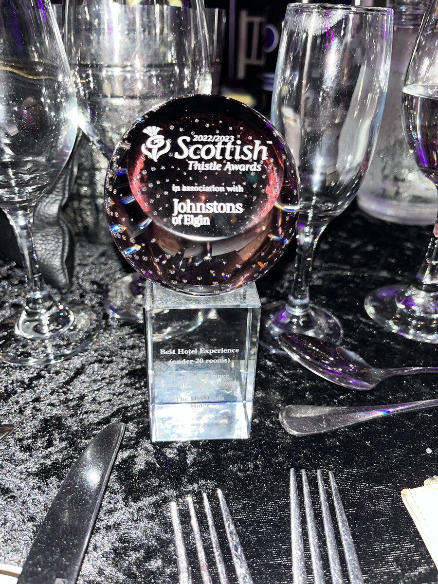 KirklandsHotel's tweet photo. We are so thrilled to have won Best Hotel Experience under 20 rooms! What a night!! Here’s a taste!
#ThistleAwards #visitscotlandnews https://t.co/iHvS0WoXID