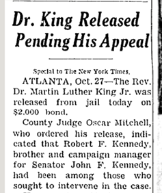 FreedomsRoad's tweet photo. #OTD 1960: Campaign staffer Louis Martin had idea: a pamphlet at Black churches 2 days before election to spread word of #JFK call to Mrs. King. 
S. Shriver ok'd it but no mention of campaign nor to #RFK ahead of time. Follow me for rest of story.
#blackhistory #civilrights #MLK https://t.co/0GgOLhrl0l