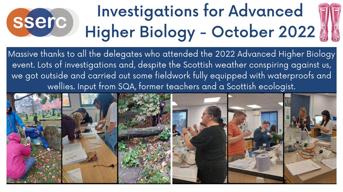 So that's it for another year - thanks to all the brilliant teachers who participated in our new 3-day "Investigations for Advanced Higher Biology" professional learning course at SSERC this week. Hopefully it was worth getting caught in a torrential downpour!