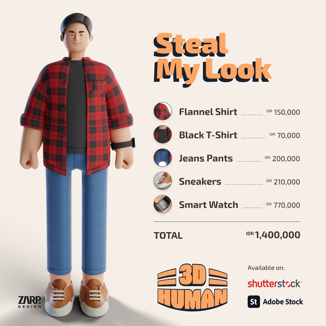 zarpdesign's tweet photo. I guess these are quite affordable...

This 3D cartoon young man, wearing a red flannel shirt, is available on shutterstock and adobe stock. 😜

 #3dhuman #3dartistjakarta #3d #3dcharacter #3dart #blender #zarpdesign #characterdesign #3dillustration #digitalart #stealmylook https://t.co/WqXPjIo6nG