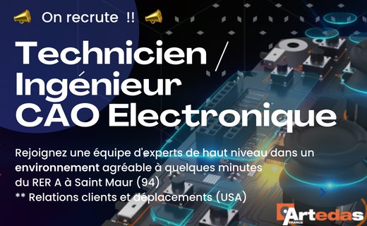 ArtedasF's tweet photo. 🔔 Nous recrutons !! 
Technicien/Ingénieur #CAO #Electronique H/F dans un environnement 𝗮𝗴𝗿𝗲́𝗮𝗯𝗹𝗲 à St Maur (94)

✍️ envoyez nous LM &amp; CV à emplois@artedas.fr 

Ou via linkedin ⤵️⤵️
https://t.co/GaRH2WuXIK

#CAO #EDA #OrCAD #Cadence #PCBdesign https://t.co/IGun93pe5N