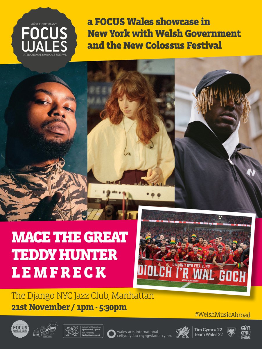 ✨New York✨ 
Wales is heading your way next month with this epic line-up of artists performing live, and a screening of the <a href="/Wales/">Carolyn</a> vs <a href="/USMNT/">U.S. Soccer Men's National Team</a> opening match at the World Cup!

RSVP👉eventbrite.co.uk/e/focus-wales-…

#TeamWales22