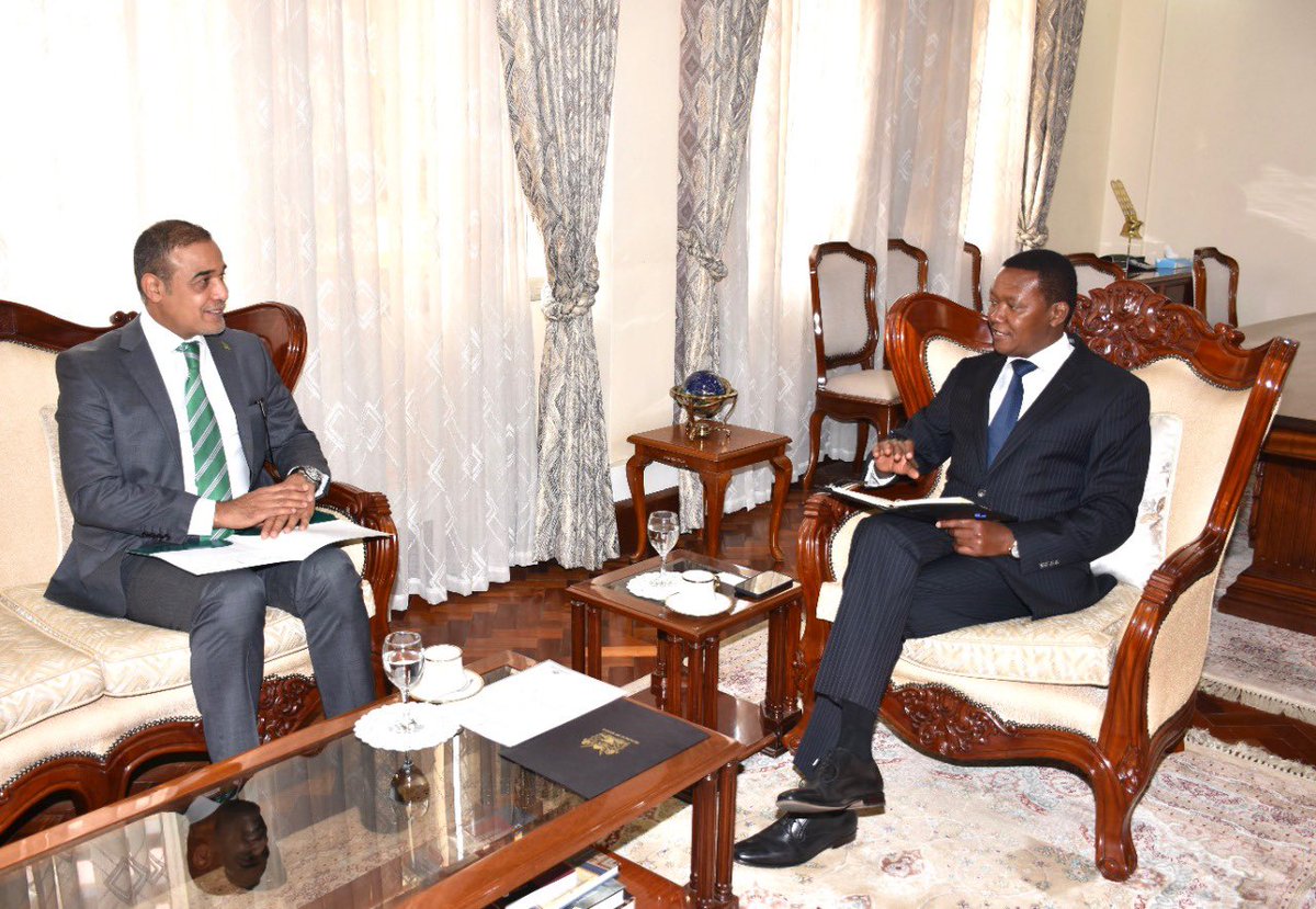 I held fruitful discussions with the Ambassador of the Kingdom of Saudi Arabia to Kenya H.E Khalid Abdullah Alsalman ahead of my visit to Saudi Arabia next week. Saudi Arabia is a key development partner and host to 104,000 Kenyans. 1/2