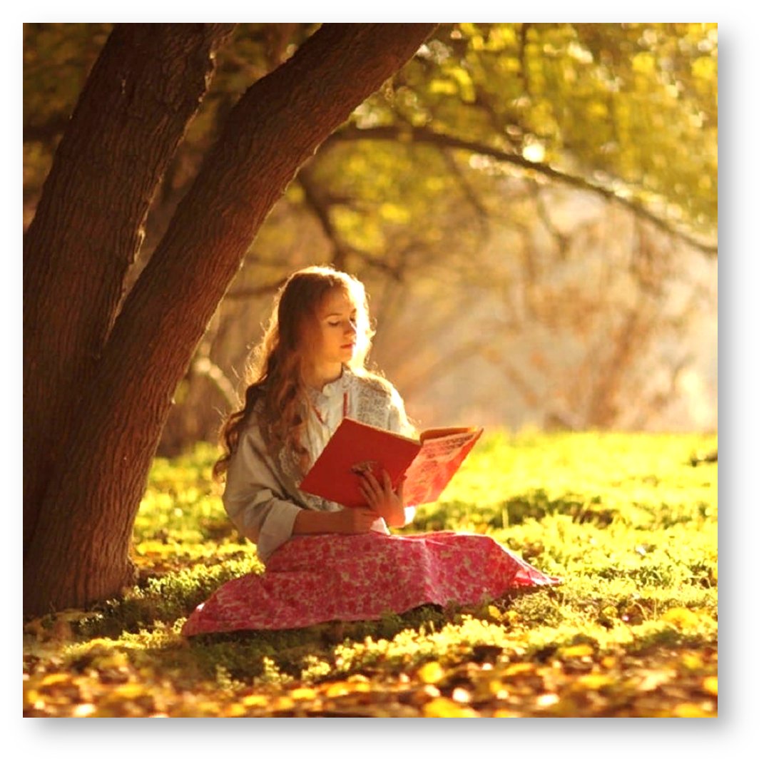 Девушка с книжкой на природе