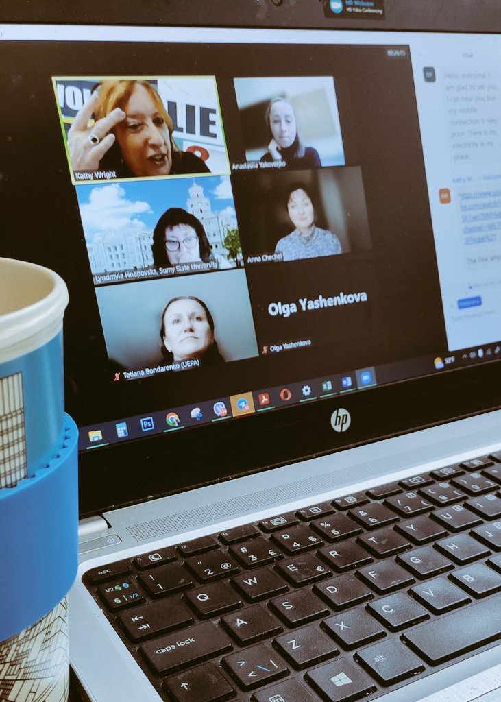 Virtual coffee break with <a href="/KathyAdvanceHE/">Kathy Wright</a> with words of support in this difficult time for Ukraine.