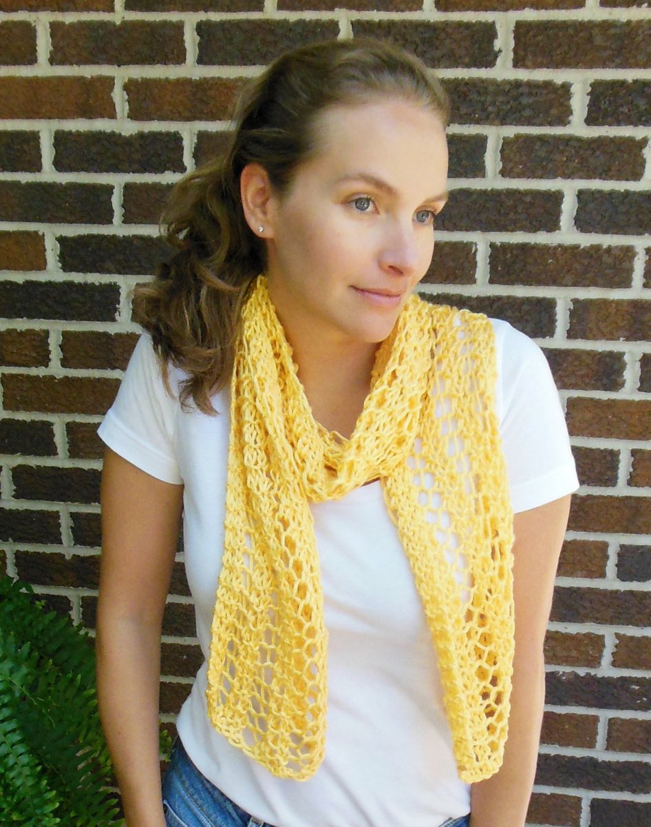 Yellow Scarf Hand Knit Bright Sunshine Yellow Light Weight Lacy Open Weave Scarf tuppu.net/7087c47d #OpenWeaveScarf