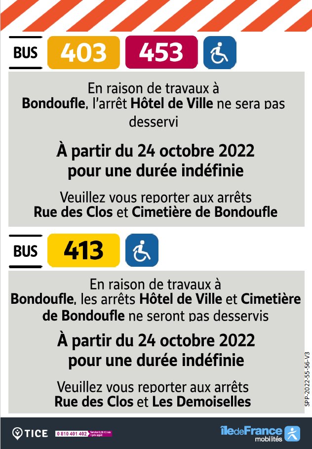 EvryEss_IDFM's tweet image. #InfoTrafic Nouvelle modification de la déviation des lignes #bus403 et #bus413. Le dimanche, la ligne #bus453 sera également impactée. Bonne journée!