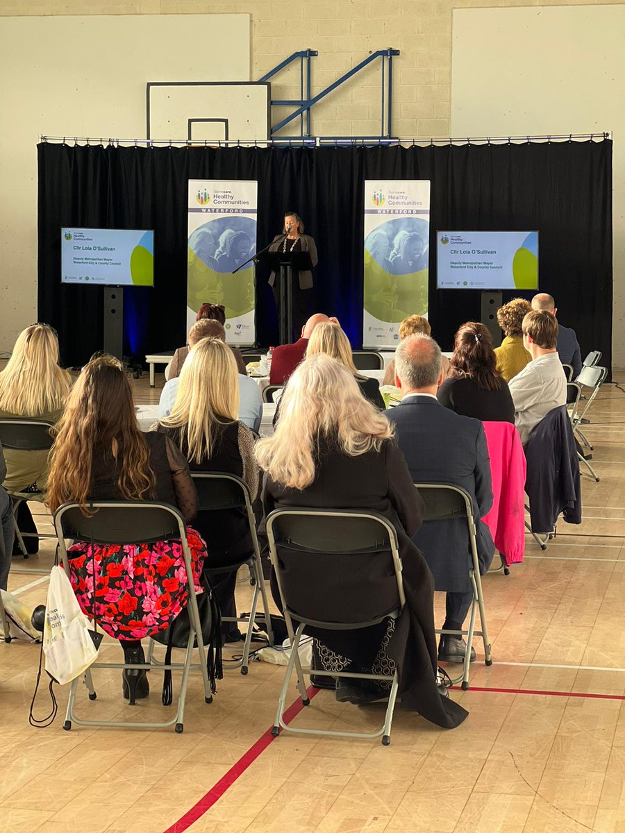 WaterfordCounci's tweet photo. #SlaintecareHealthyCommunities launched this morning in Waterford bringing the HSE @HsehealthW, @WaterfordCounci &amp; many partners together to deliver increased health &amp; wellbeing initiatives and work to improve the wellbeing conditions in the area. https://t.co/u8kxTZWZlw