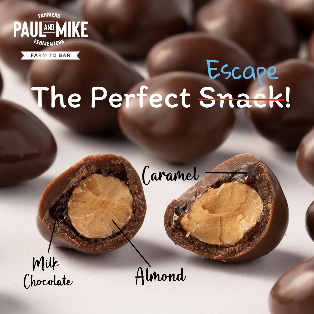 You have tried the Cobbles but not all! We just launched crunchy caramelised almonds, coated in milk chocolate, to help you escape from the boring treats. Order the new caramelized Almonds Cobbles now at paulandmike.co 
Melt-free express delivery in 2-3 days.