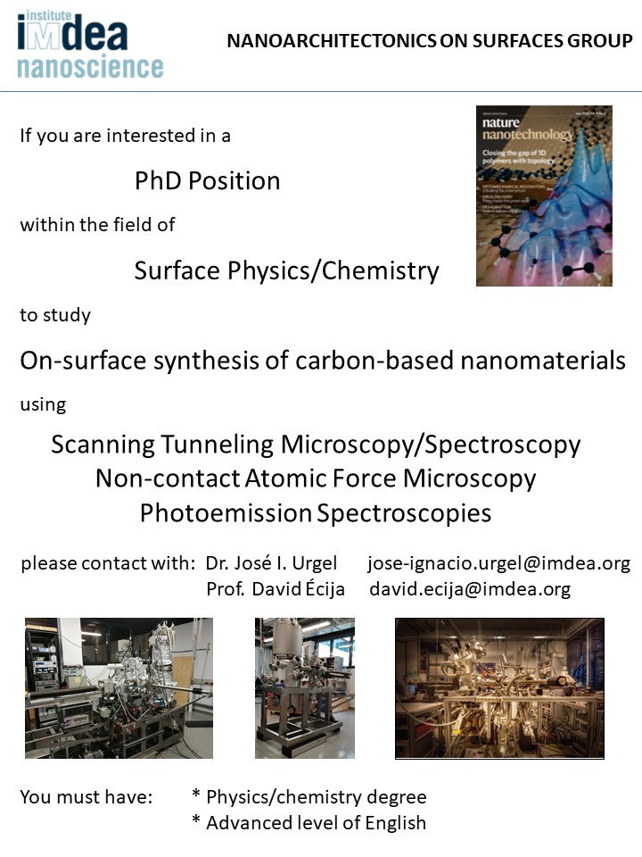 📢Join us📢
We are looking for a PhD student to design and inspect low-dimensional carbon-based materials on surfaces.

#PhDposition #SPM