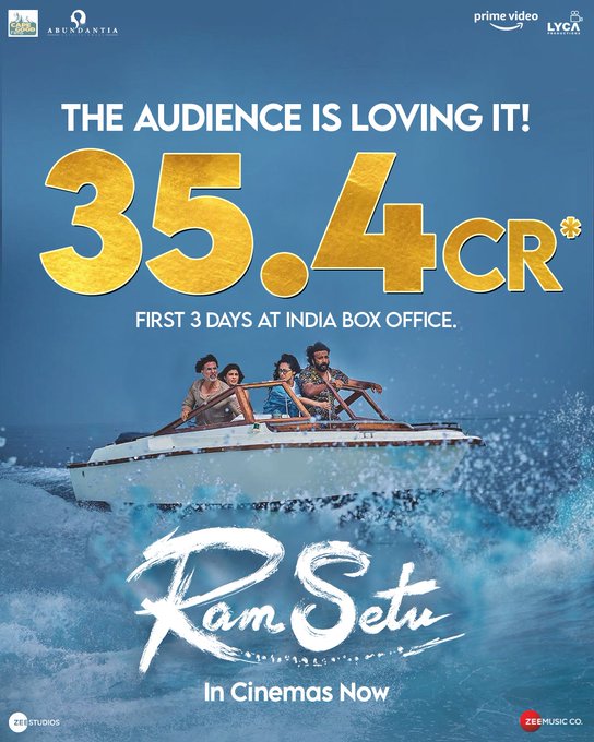 #RamSetu brings Joy and Cheers back to the theater. 3 Day collections are proof enough that the audience is celebrating and enjoying Ram Setu, which connects to their beliefs. Have received several videos from across the theaters, where the crowd chants #JaiShriRam. @akshaykumar