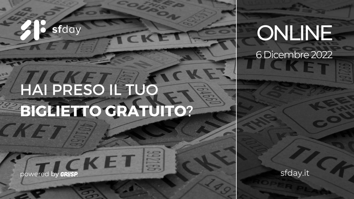 Ci vediamo il 06.12.22 a Online per la 11° di sfday?

Non vediamo l'ora di incontrarci online!
Prendi il tuo biglietto gratuito su 🎫 buff.ly/3L3ki84

<a href="/grusp/">GrUSP</a> #sfday #symfony #php