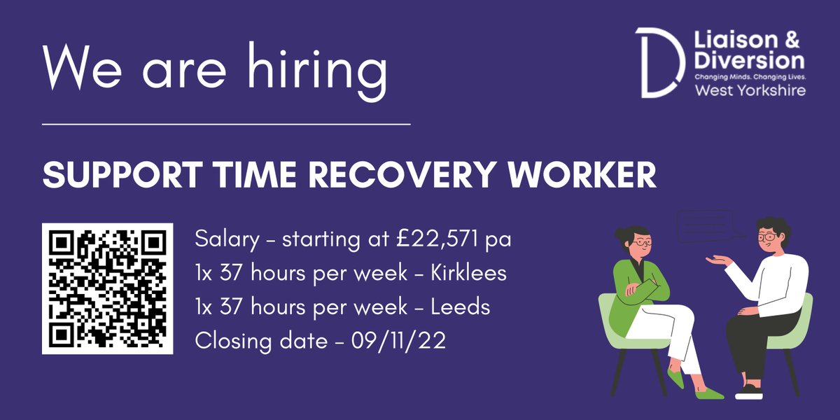 LandD_WY's tweet photo. There's still time to apply for our Support Time Recovery Worker vacancies, we are particularly looking for candidates with extensive experience in working with young people.

For more information and to apply, follow the below link  
https://t.co/2YmoCjoE1Z 

#joalert #jobsearch https://t.co/sedguAUscY