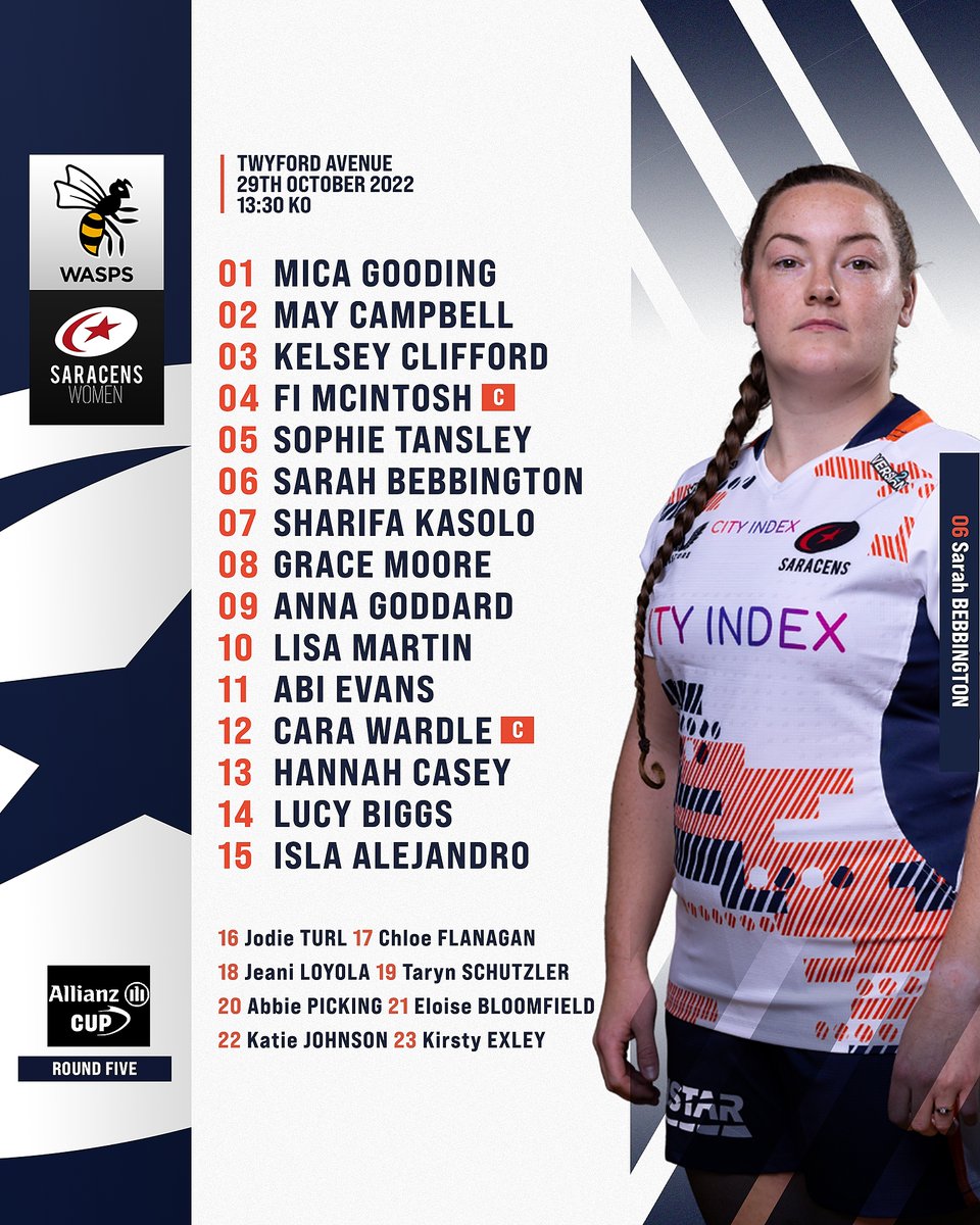 🚨𝗧𝗘𝗔𝗠'𝗦 𝗨𝗣💥 1️⃣ first start of the season for @SJBebbs & @micagooding 1️⃣3️⃣ Hannah Casey returns 3️⃣ changes from last weekend Full team news 👉 bit.ly/3U7cTrF #YourSaracens💫