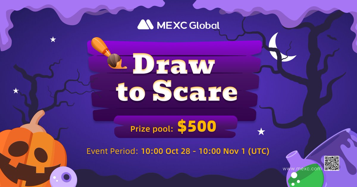 Ready for our Draw to Scare #Halloween campaign? $500 is just for you!🎃

To enter:
1⃣Follow @MEXC_Global, like &amp; RT
2⃣Take a screenshot of the candlesticks of your fav token listed on #MEXC &amp; draw a spooky face out of it
3⃣Comment your work down below

10 ppl will win $50 each!