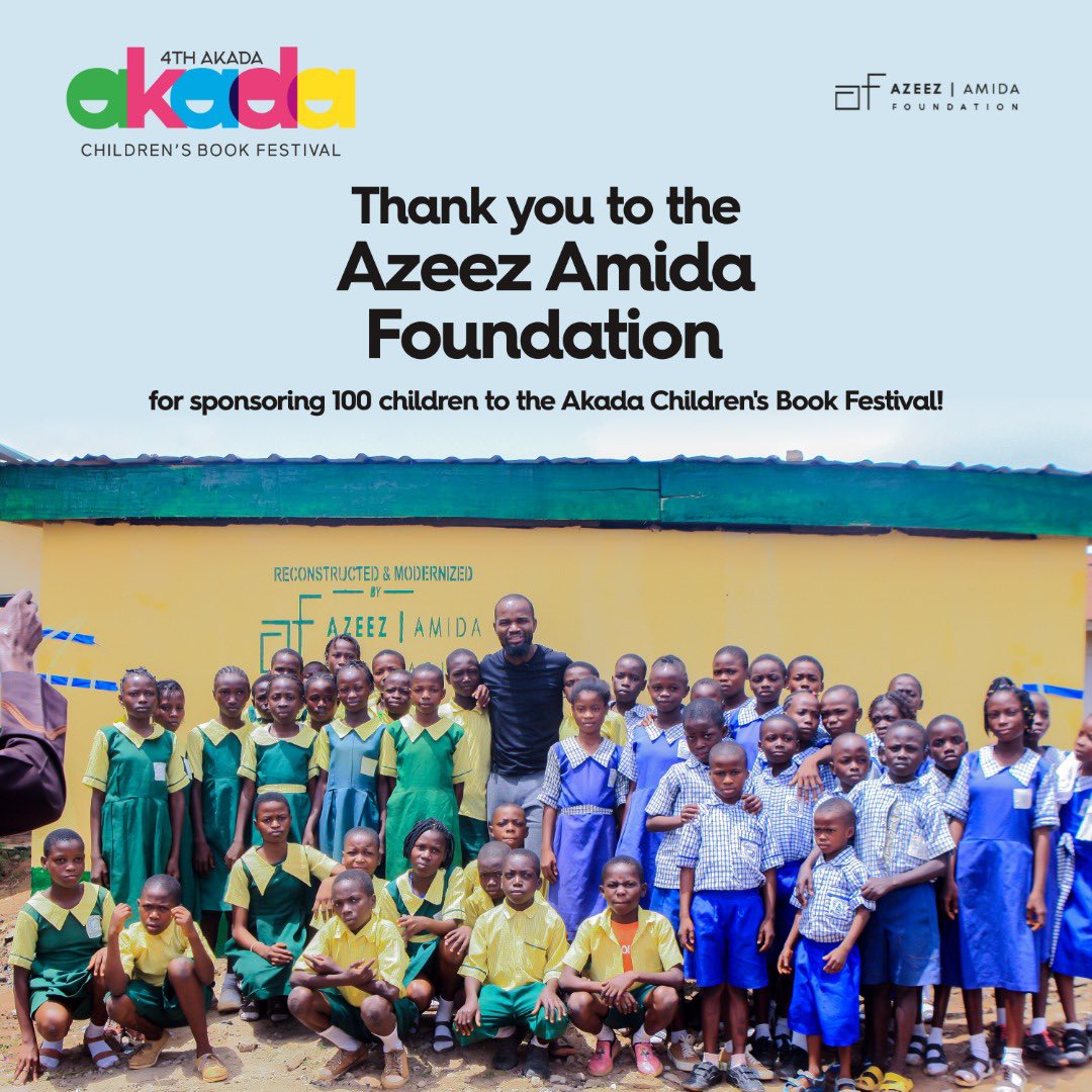 AkadaFestival's tweet photo. Thank you @AzeezAmidaFDN for making it possible for 100 children to join the 4th edition of #AkadaFestival. 👏🏼👏🏼

They are certain to have the time of their lives during the festival at  @UpbeatCentre tomorrow. 💃🏽 https://t.co/g9KlecbU3A