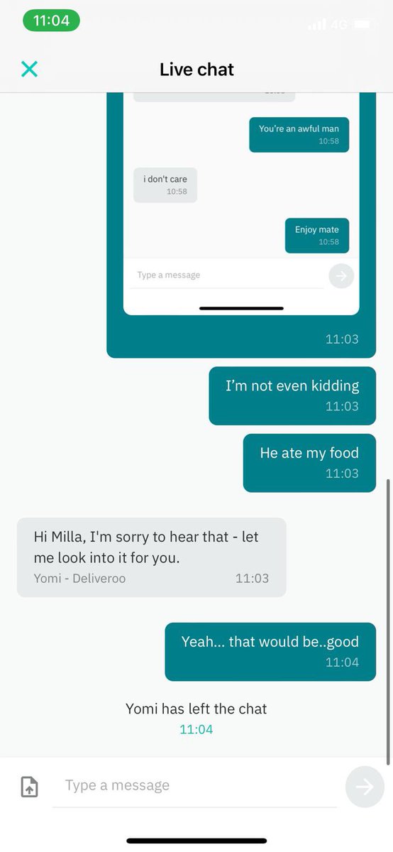 Looks like customer service don’t want to hear it <a href="/DeliverooHelp/">Deliveroo Help</a>