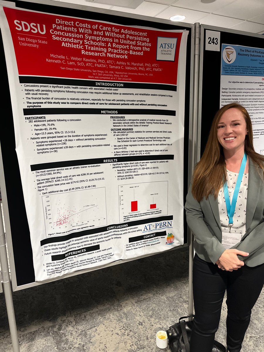 Proud to represent <a href="/EnsSdsu/">SDSU_ENS</a> <a href="/SDSUATP/">SDSU ATP</a> and <a href="/ATPBRN/">AT-PBRN</a> on our work regarding direct costs of care for adolescent patients with persisting concussion symptoms