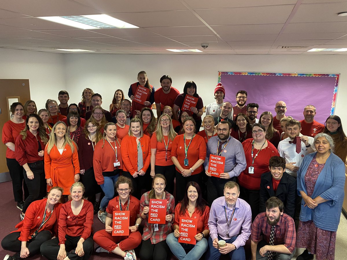 Great effort as always from @forresterhs staff supporting our wear red for anti-racism day!! @SRtRCScotland #forriesfamily #equality #diversity #bhm2022