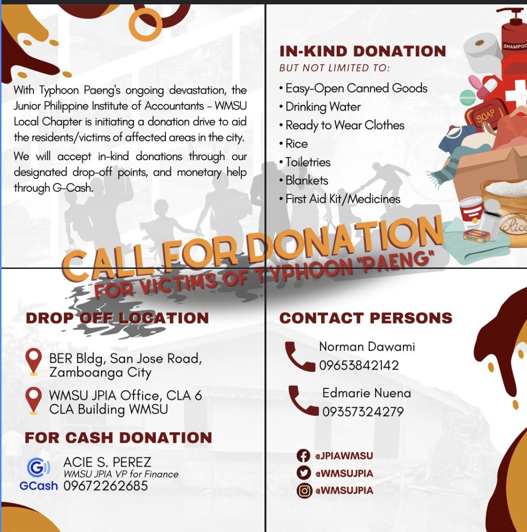 rapplerdotcom's tweet photo. #ReliefPH: Western Mindanao State University Junior Philippine Institute of Accountants is leading a donation drive to help affected families in Zamboanga City. #PaengPH

https://t.co/wMmFxaQzib https://t.co/ZtH9Naclth