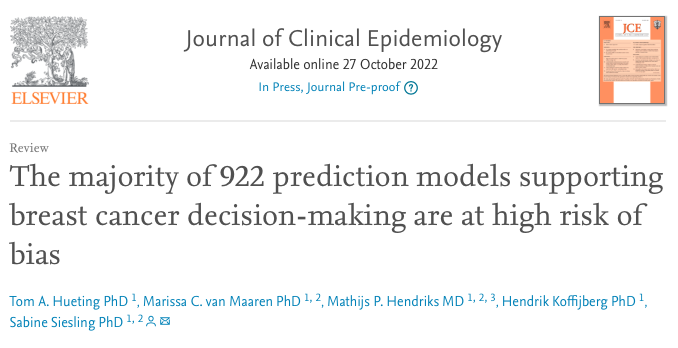 GSCollins's tweet photo. "285 [prediction] models (31%) lacked a complete description of the final model and could not be applied to new patients. Most models (n=878, 95%) were considered to contain high [risk of bias]" 😟

--> https://t.co/Q3mZuGMqzl 

#statstwitter #researchwaste #epitwitter https://t.co/CGrp6kiXYP