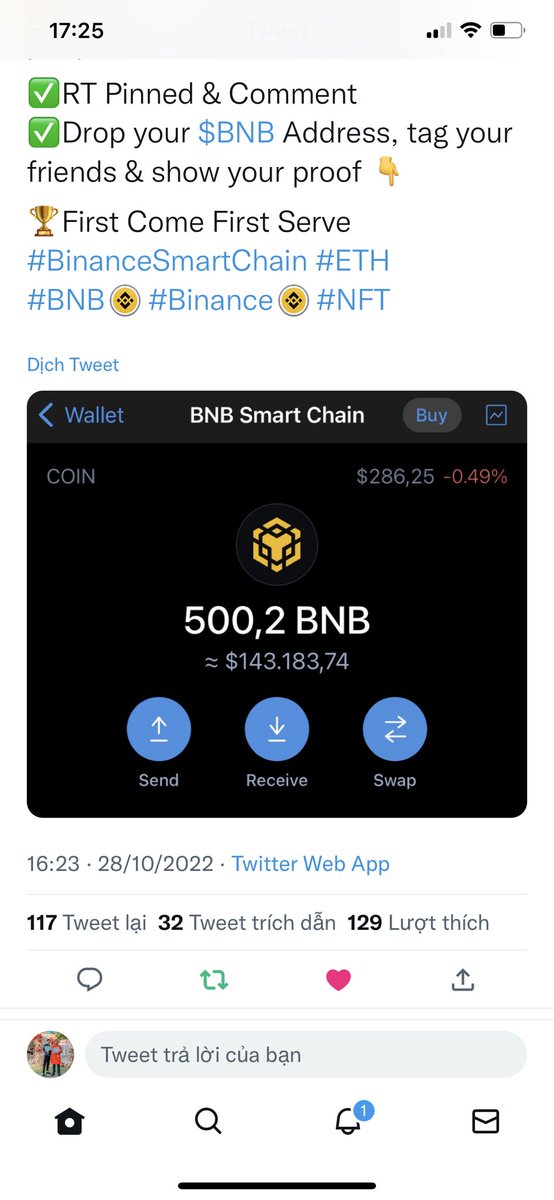 dngocxon333's tweet photo. @BNB_Communiity @huyenmy35098198 @MHuyn10055987 0x968E2234eB717F196177BBfdBAE67edDD7AAB4D5 https://t.co/XSy4yYgaKq