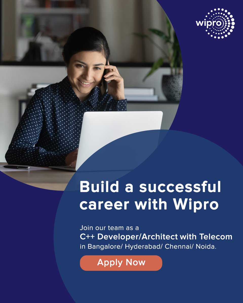 .@Wipro is looking for professionals skilled in C++, 2G/3G/4G/5G, RAN to #JoinOurTeam in Bangalore/ Hyderabad/ Chennai/ Noida. Candidates with 4–14 years of experience can apply here: bit.ly/3TX0hUp #WiproCareers #WiproJobs