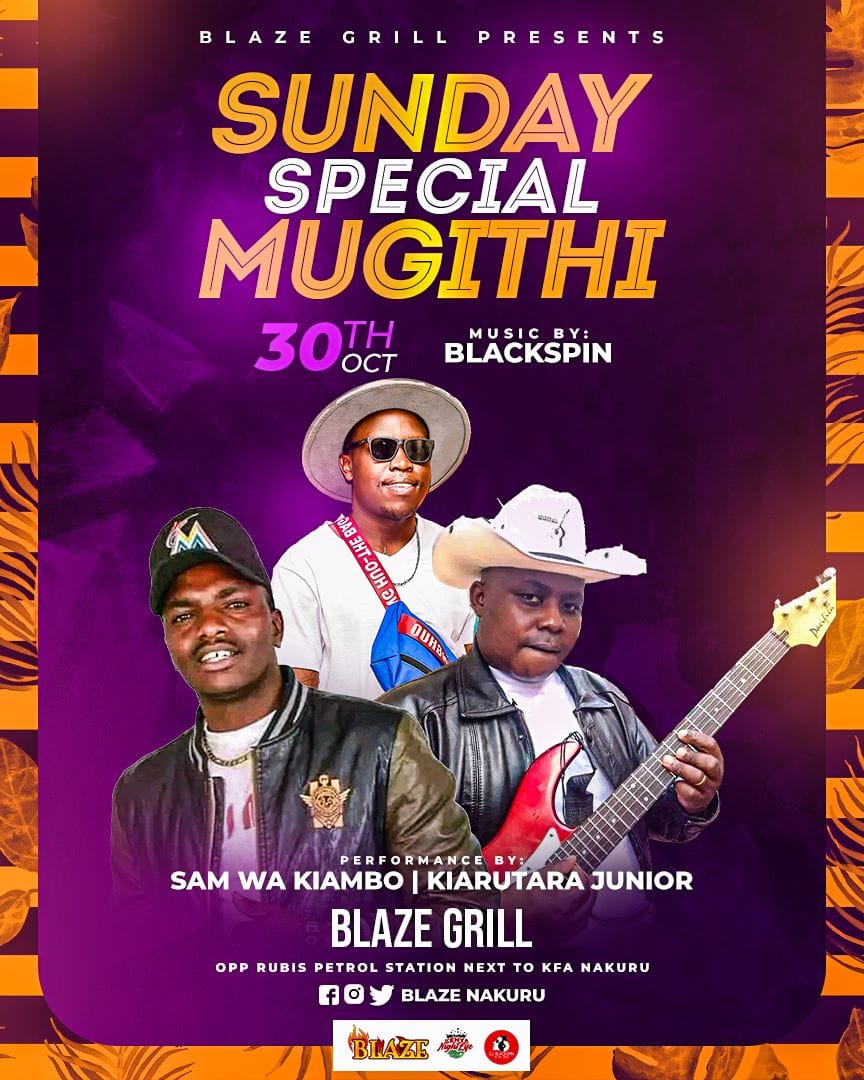BlazeNakuru's tweet photo. This Sunday we are giving you a special treat of mugithi.
Tell adu a nyumba #tufikeblazenakuru 

Cc @djblackspin @naxsvegas @kenyanightlife https://t.co/juguTN1RKe