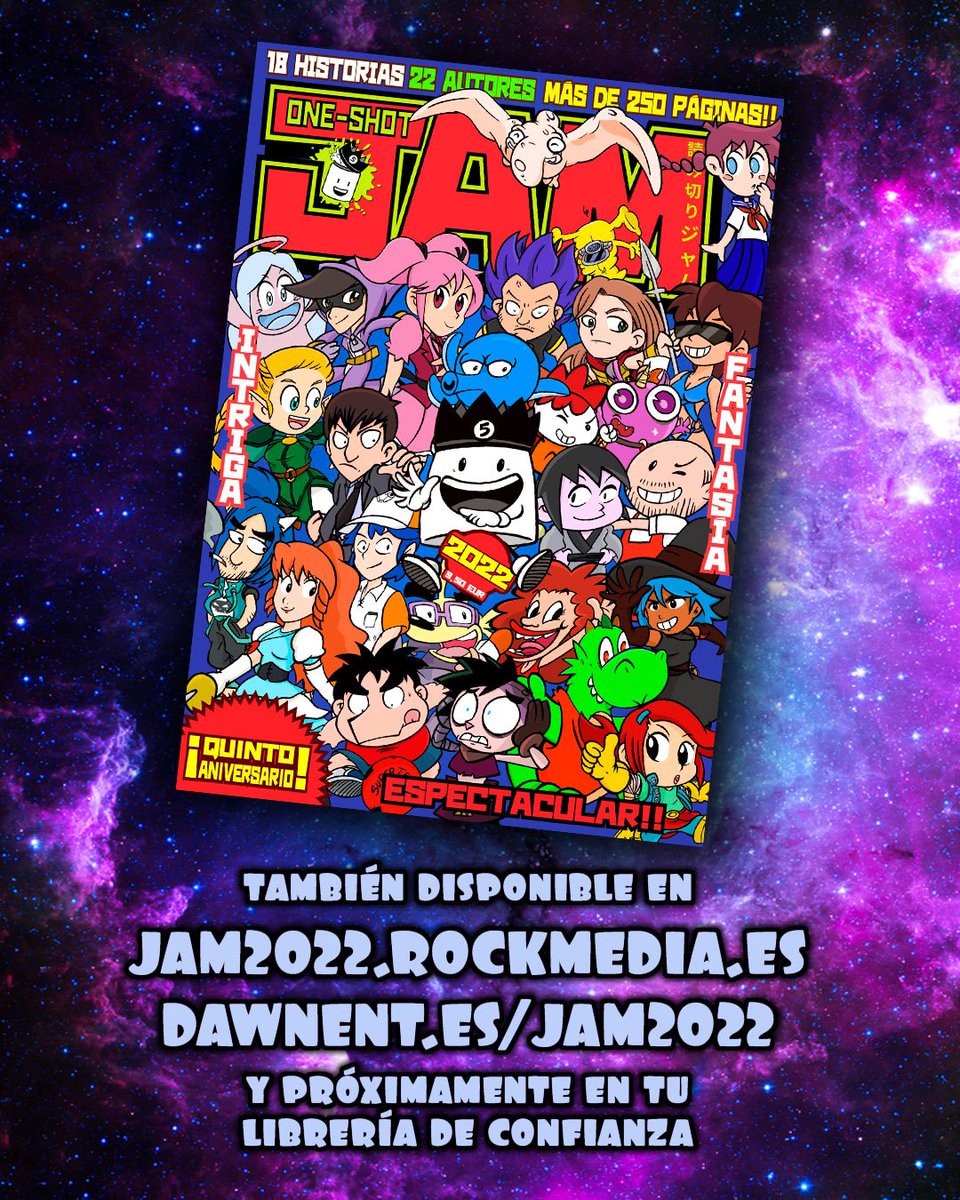 quimtuk's tweet image. ¡Coleguis! ¡Que ya llega la @OneshotJam 2022, celebrando el 5º aniversario por todo lo alto con un ladrillo de páginas repletas de historietas flipantes! ¡El número más ESPECTACULAR hasta la fecha! Fabulosamente editada por @Rockmedia_bcn, cómo no.
