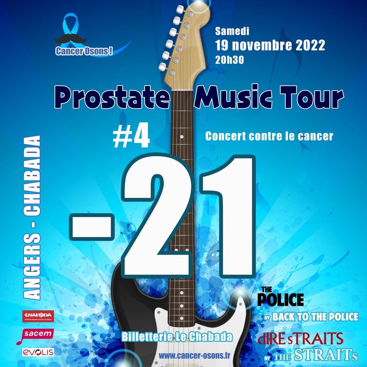 CancerOsons's tweet photo. #prostatemusictour Savez-vous quâil reste encore des places Ă vendre, mais il ne va pas falloir attendre de trop si vous souhaitez faire partie de celles et ceux qui vont avoir la chance de participer au grand concert organisĂ© par @CancerOsons . Les hommes ont besoin de vous. https://t.co/G1rEr85vUy