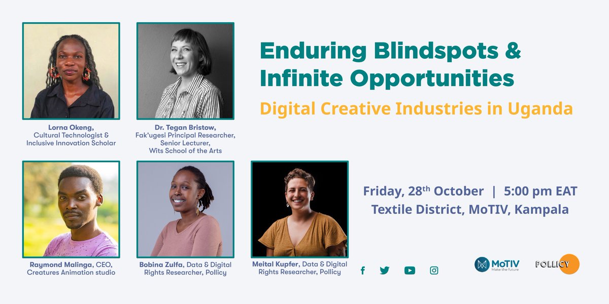 MotivUG's tweet photo. Calling all digital creatives and intermediaries! Join us today at 5:00Pm for a conversation on the digital creatives landscape in Uganda! 
Physical attendance is by invitation, but you can RSVP to follow the event live: https://t.co/7uE3f8DP2R #DigitalCreativesUG
#Pollicy
#MoTIV https://t.co/dmvAdz8tTC