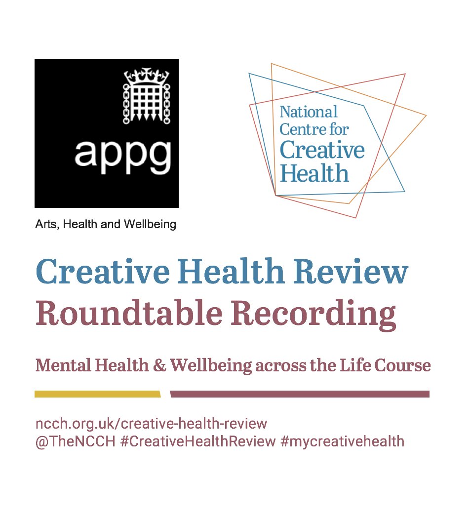 Missed our first #CreativeHealthReview Roundtable on Mental Health & Wellbeing across the Life Course? Catch up on what happened youtu.be/oqsVo8sPXII Find out more about our future roundtables: ncch.org.uk/themes-and-rou… Submit your own contributions: ncch.org.uk/call-for-contr…
