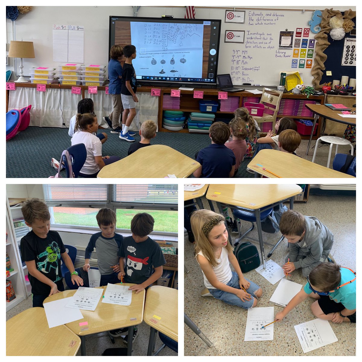 KingstonGRT's tweet photo. It’s powerful to watch third graders explain their math work and discuss strategies with peers! @skrphillips1 @KingstonVBCPS @Sarah_AllardVB @VBGifted @ExemplarsK12 https://t.co/ll3n6uZuVX