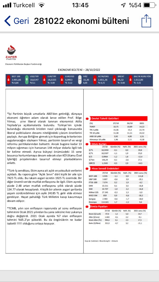 Bu gün yayınladığımız ekonomik bülteni okumanızı oneririm.