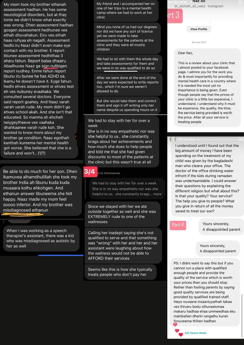 It took me over 7 years to come out to share my experience with Dr Naaz. I confronted her on IG, she denied any participation &amp; deleted the post. Today, I want to share mine along with many many others, with even worse experiences #MyTherapistDid
<a href="/aishathalinaaz/">Dr.Aishath Ali Naaz</a> <a href="/WMHDay/">WorldMentalHealthDay</a>