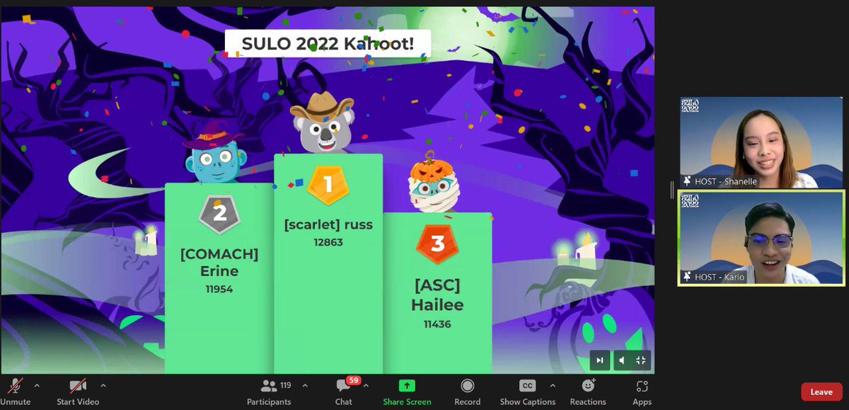 UST_ASC's tweet photo. Let’s set the mood and break the ice! 🥳

Our competitive participants for this evening show off their bustling spirits as we play the kahoot game. 

#CapsizingCurrents
#Rediscover
#SULO2022
#Illumin18Paths https://t.co/wM7khcfJoY