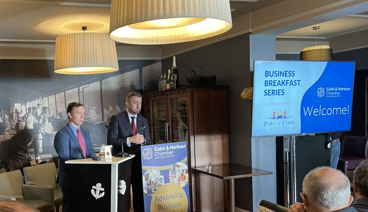 An inspirational morning at the <a href="/CobhHarCham/">Cobh&Harbour Chamber</a> Business Breakfast and an exciting future ahead for #CorkHarbour &amp; <a href="/PortofCork/">Port of Cork</a> working in harmony to enhance and deliver #Connectivity #Community &amp; #EnergySupply