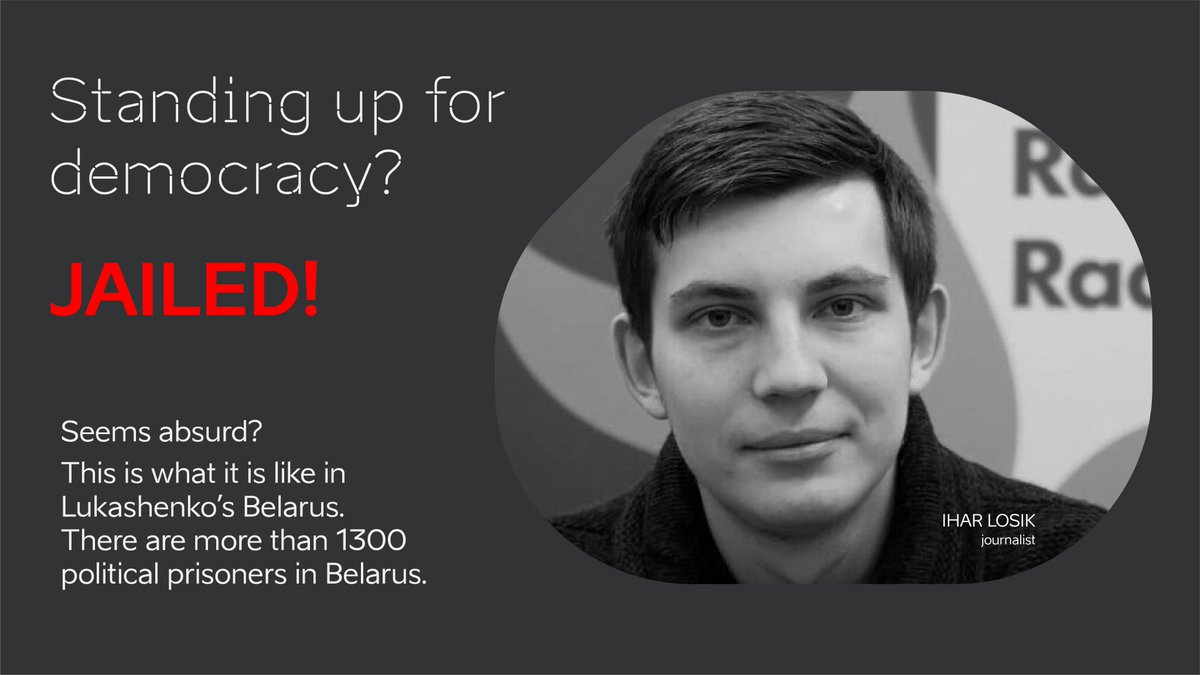 ⚪️Critical of the government? Jailed. 🔴Want to see change in your country? Jailed. 🔴Went to a demonstration? Jailed. 🔴Working in an NGO without permission? Jailed. ⚪️Working as an independent journalist? Jailed. Meet Ihar👇. He has been in jail over 2⃣ years now. #FreeBelarus