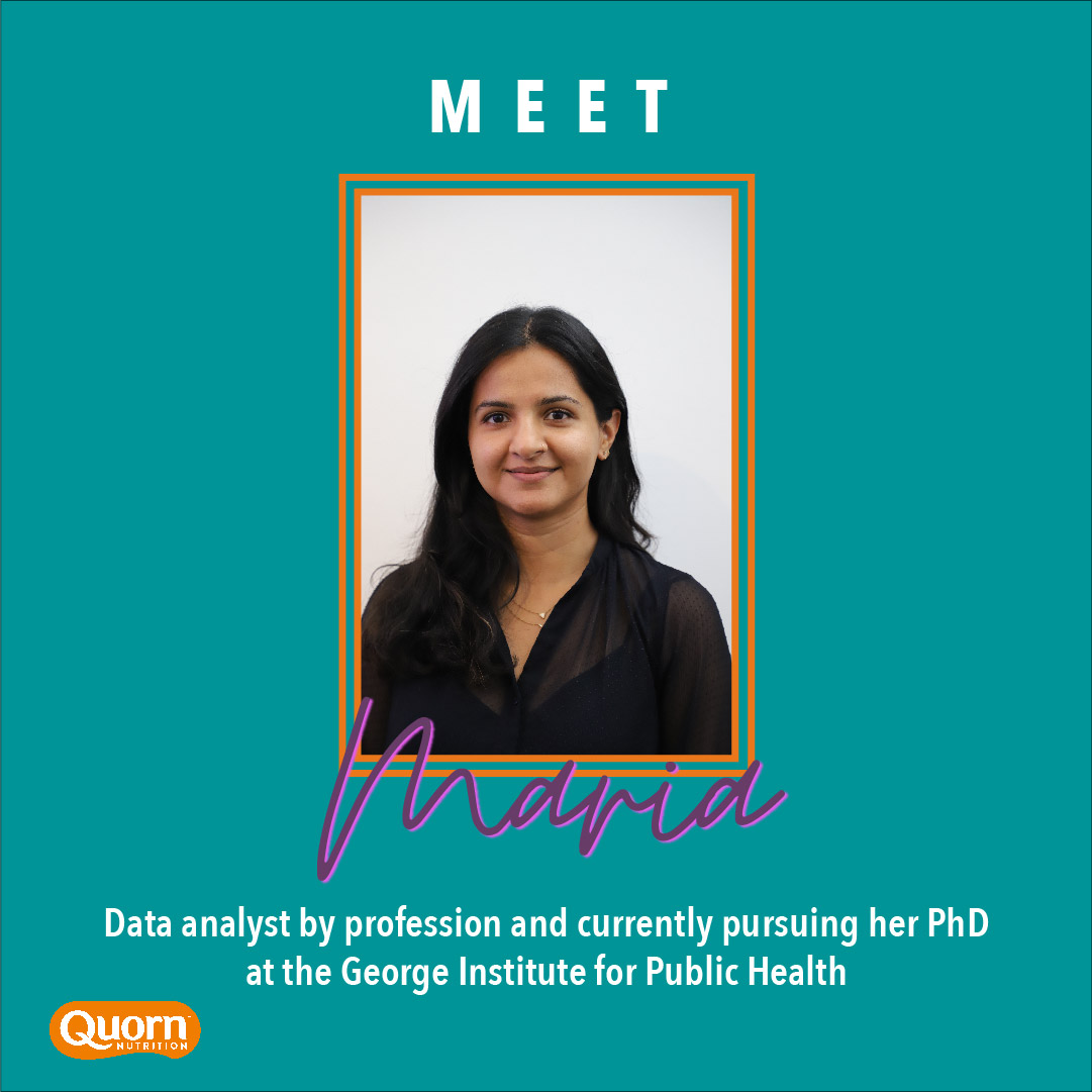 Quorn_nutrition's tweet photo. This #NationalCholesterolMonth, we’re looking into the effects of mycoprotein in lowering cholesterol. ⬇️ 
Meet Maria, who is investigating the impact of mycoprotein intake on key biomarkers of health in this Quorn-funded research. 🔬
Results coming soon! @georgeinstitute https://t.co/MssxkxSfh2