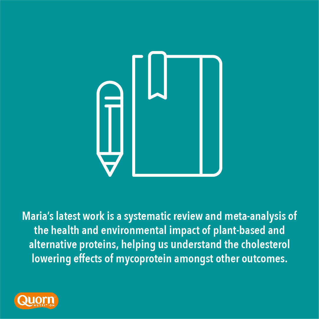 Quorn_nutrition's tweet photo. This #NationalCholesterolMonth, we’re looking into the effects of mycoprotein in lowering cholesterol. ⬇️ 
Meet Maria, who is investigating the impact of mycoprotein intake on key biomarkers of health in this Quorn-funded research. 🔬
Results coming soon! @georgeinstitute https://t.co/MssxkxSfh2