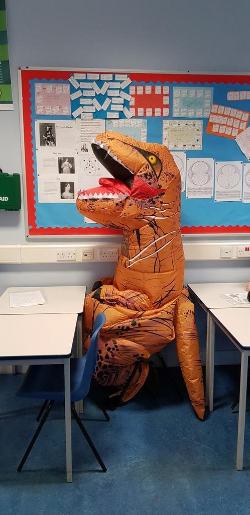 MrsP_maths21's tweet photo. @MrPCompSci @StDavidsHS The dinosaur appeared in my room as well 😁🙈 https://t.co/abDmdVvmdh