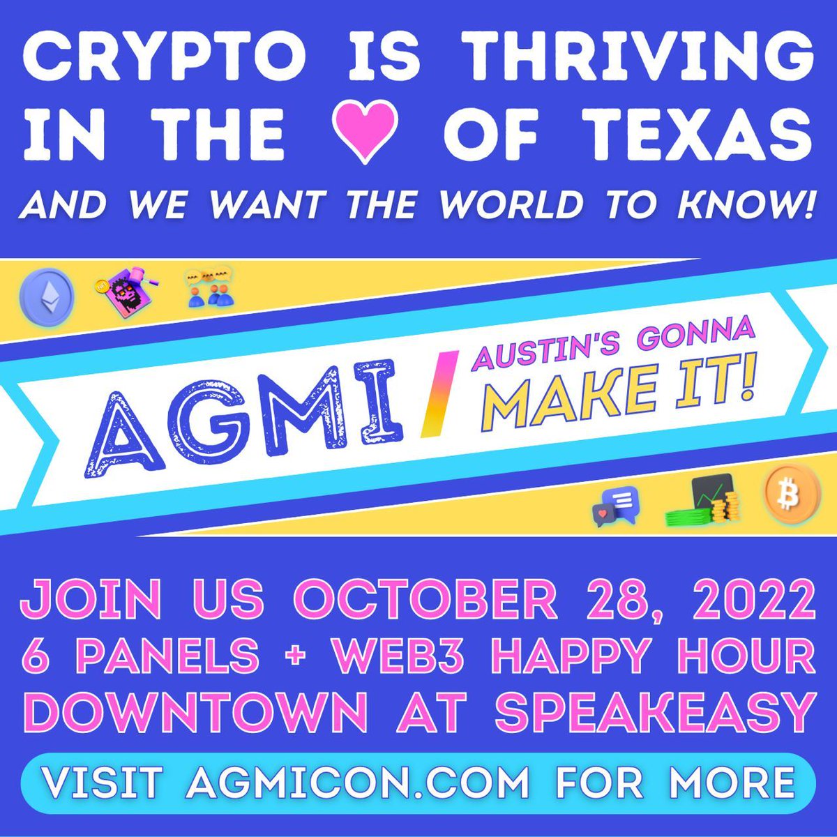 Today is Agmicon day! Join us in downtown Austin at Speakeasyas we bring you a plethora of Web3 speakers and panellists, and more opportunities to network and talk to Web3 leaders in our city. Sign up using the link: agmicon.com