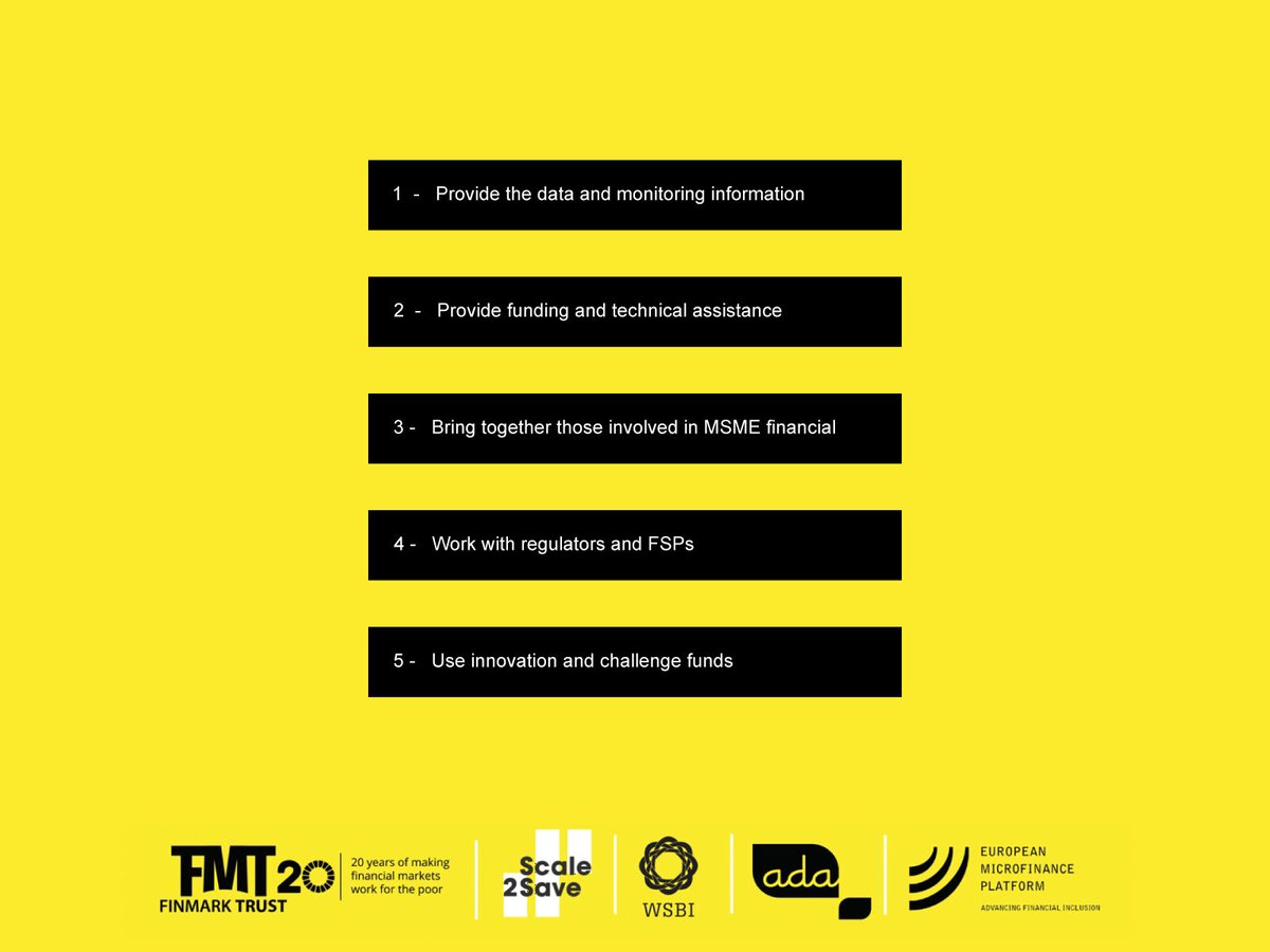 Finmarktrust's tweet photo. Donors need to work with regulators and FSPs to design a regulatory sandbox to facilitate the development of new financial services that better meet the needs of MSMEs. Read more here: https://t.co/u8inK3hfxZ #Scale2Save #financialinclusion @WSBI_ESBG https://t.co/hLeqZZdii9