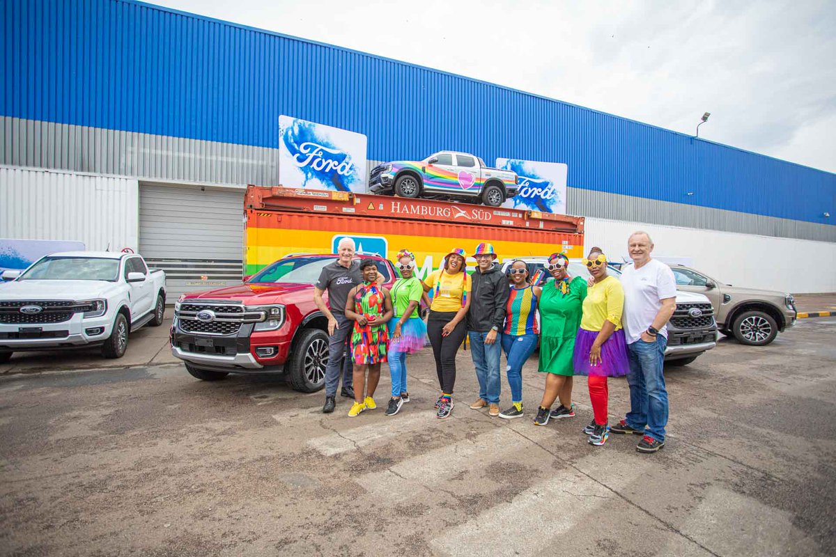 FordSouthAfrica's tweet photo. #Ford has partnered with @Maersk to fully stand behind the LGBTQIA+ community with this symbol of our commitment, because we are proud to be allies. #FordPride #BuiltFordProud https://t.co/g7GZlMr3K6