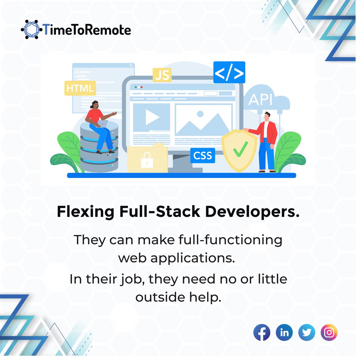time2remote's tweet photo. Full-Stack developers can build an entire application on their own and also switch between different roles in the development team. 💻👨‍💻🌐

They are truly a super-breed. 💪
.
.
.
.
#timtoremote #remoteteams #workfromhome #remotework
#remotejobs #remote #RemoteWorker #remotelife https://t.co/ovc0ivo7ea