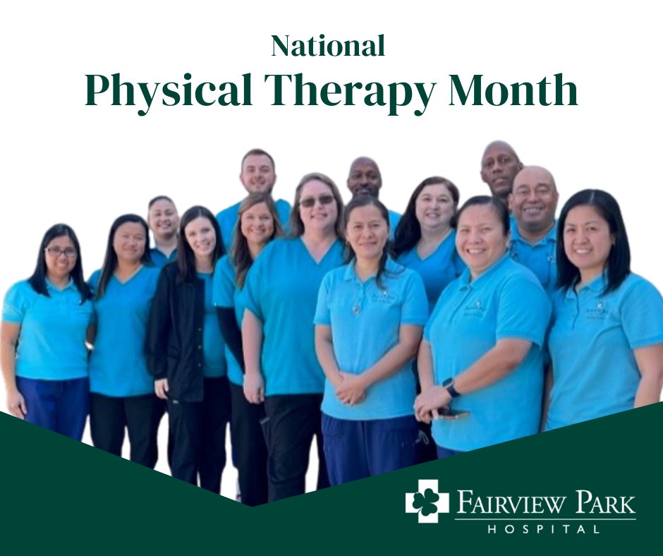 FPHospital's tweet photo. It’s Physical Therapy Month! Thank you to everyone who has “PT” after their name for the excellent care you provide to patients at Fairview Park Hospital!

https://t.co/T4wiLGubVr https://t.co/4343omkpfT