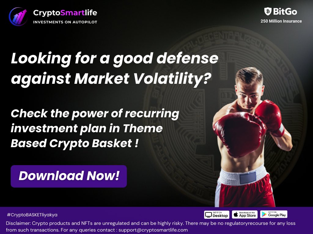 CryptoSmartlife's tweet photo. 🌟 Looking for a good defence against Market Volatility?
🧠 Recurring Investment with #CryptoSmartlife is your answer
#Crypto #Web3 #CryptoInvestments #CryptoCurrencies #CryptoNews #Cryptoindia #indianCryptocommunity #Nft #Bitcoin #Ethereum #Eth #Btc #Cryptobaskets #Investing https://t.co/cgWx8hc9dS