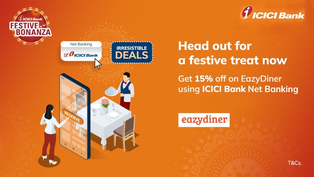 Satiate all your food cravings by treating yourself to lip-smacking meals! And while you do so, don’t forget to make the most of the #ICICIBankNetBanking offer on EazyDiner. Know more here: bit.ly/3Dq9bnz #ICICIBankFestiveBonanza